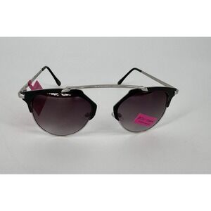 Betsey Johnson Women's Brow Sunglasses Silver Black Gray Gradient Retro BJ475114
